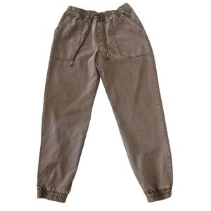 YFB Women's Brown Tencel Cotton Jogger Pants. Elastic Waist Drawstring. Size S